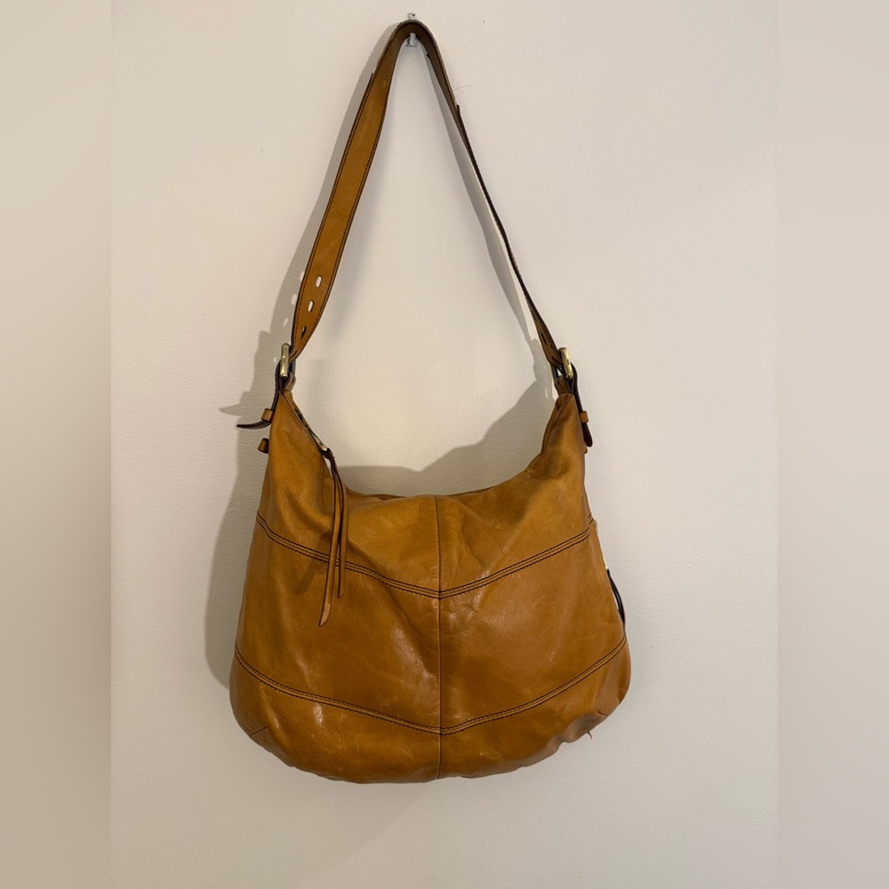 HOBO Classic Gold Leather Hobo Bag